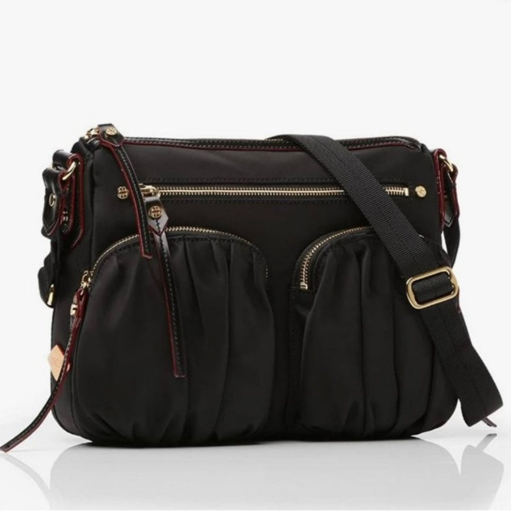 MZ Wallace Paige Crossbody Black Bedford Crossbody, silver hardware, LIKE NEW